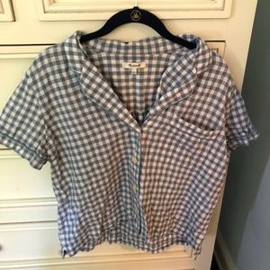 Madewell blue checkered top